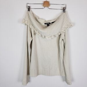 Cabo cream knit sweater with fur collar